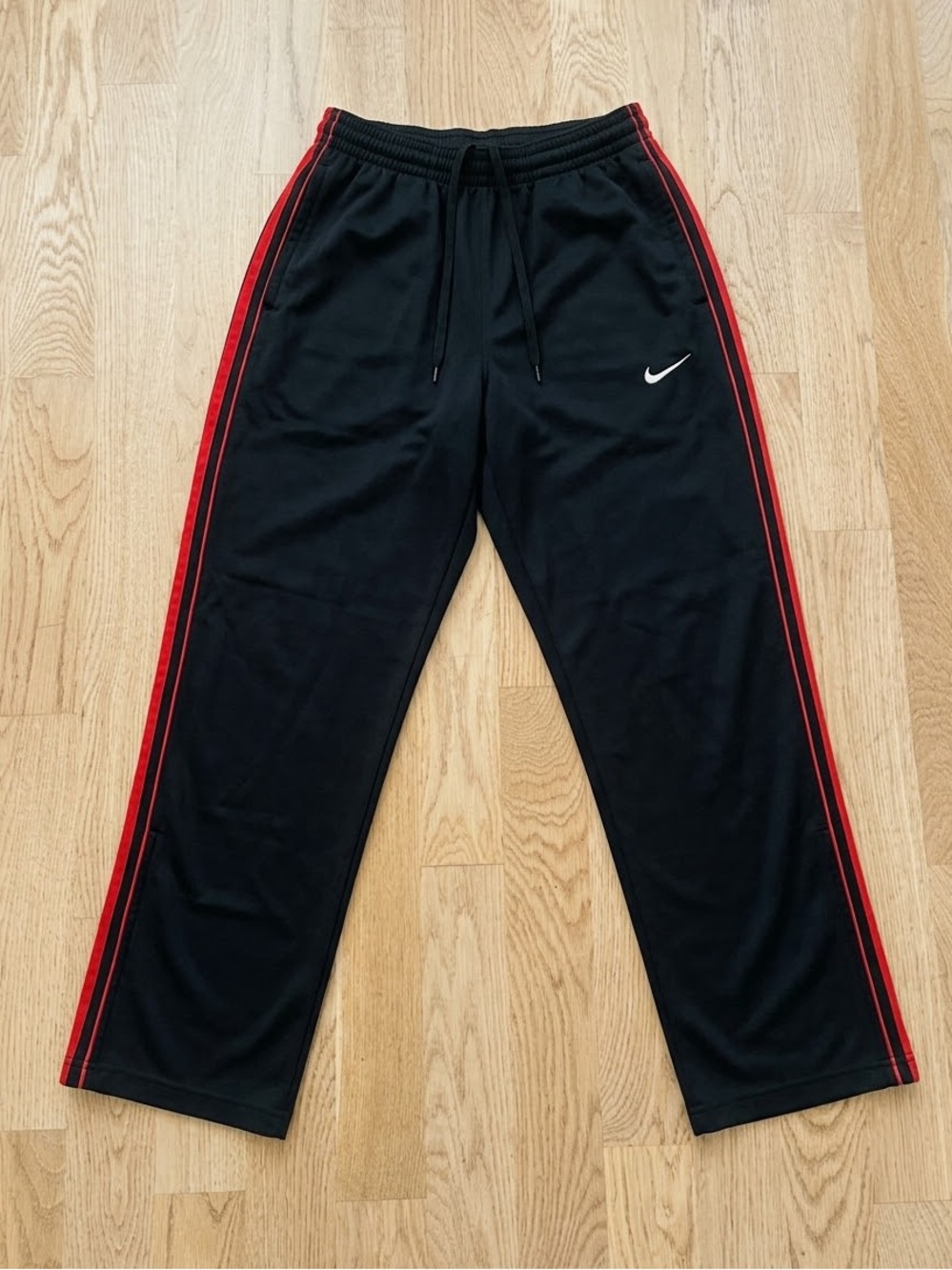 Nike Overtime Men's Track Pants Black Red Stripe Small 383953-010